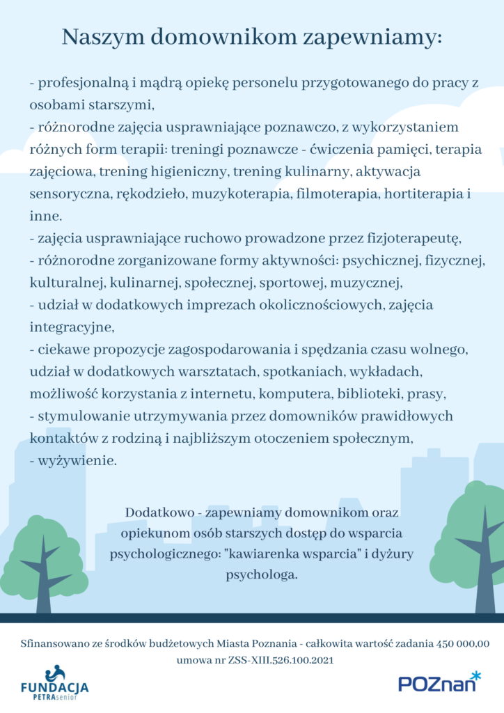 Senioralny dom krótkiego pobytu PETRA - oferta