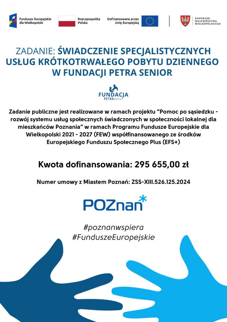 Świadczenie specjalistycznych usług krótkotrwałego pobytu dziennego w Fundacji PETRA senior