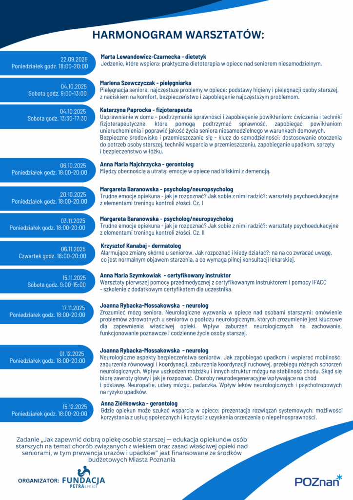 Harmonogram warsztatów do informacji o realizowanym zadaniu