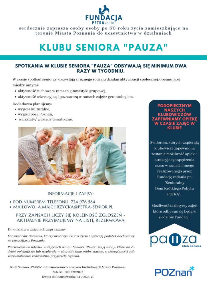 Klub seniora Pauza rekrutacja 2026