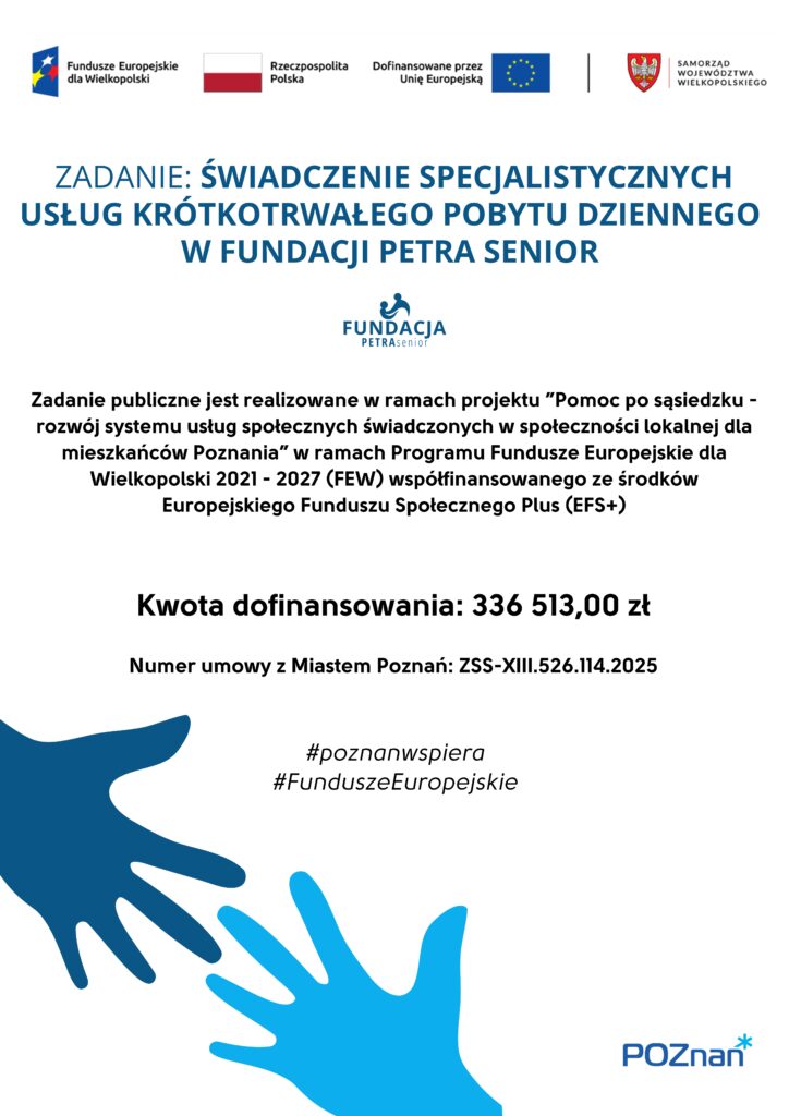 Świadczenie specjalistycznych usług krótkotrwałego pobytu dziennego w Fundacji PETRA senior